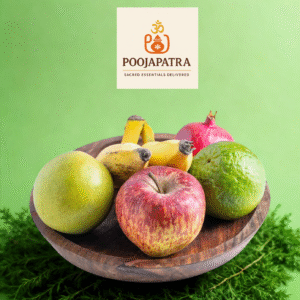 पूजा के लिए ताजे फलों की थाली – व्रत, हवन, और धार्मिक अनुष्ठानों हेतु