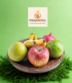 पूजा के लिए ताजे फलों की थाली – व्रत, हवन, और धार्मिक अनुष्ठानों हेतु