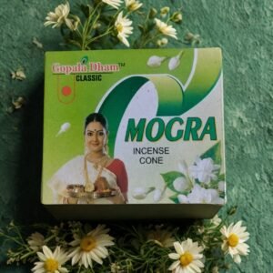 Gopala Dham क्लासिक मोगरा अगरबत्ती कोन – शुद्ध प्राकृतिक सुगंध, पूजा/ध्यान/धूप के लिए – 1 पैक (15 रुपये)