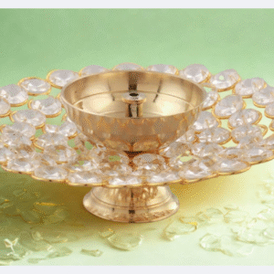 दिवाली उपहार – छोटा क्रिस्टल गोल अखंड दीपक | तेल से जलने वाला पूजा दीया घर और ऑफिस डेकोर के लिए | पूजा सामग्री और दिवाली सजावट आइटम (छोटा आकार)