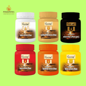 SPIRITUAL SOLUTIONS शुद्ध चंदन तिलक पेस्ट 6 का पैक (लाल, पीला, सफेद, नारंगी, काला, भूरा) | 40ml प्रत्येक | लंबे समय तक टिकने वाली खुशबू | दैनिक पूजा व तिलक के लिए चंदन पेस्ट