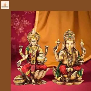 लक्ष्मी गणेश शोपीस – घर की सजावट, मंदिर, दिवाली उत्सव और गृहिणी के उपहार के लिए सुंदर पॉलीरेसिन मूर्ति।
