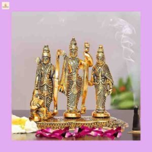 पीतल राम दरबार मूर्ति | Ram Darbar Brass Idol for Home Temple | Ram, Sita, Lakshman, Hanuman Showpiece – 12 cm